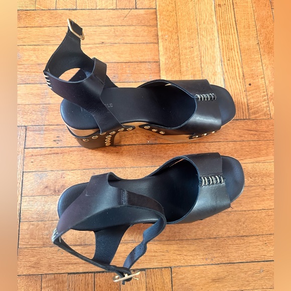 Free people Cecily Cecelia clog black leather stud heel - Picture 4 of 6